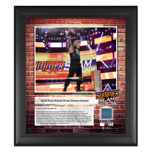 Roman Reigns SummerSlam 2018 15 x 17 Framed Plaque w Ring Canvas Pwcatalog