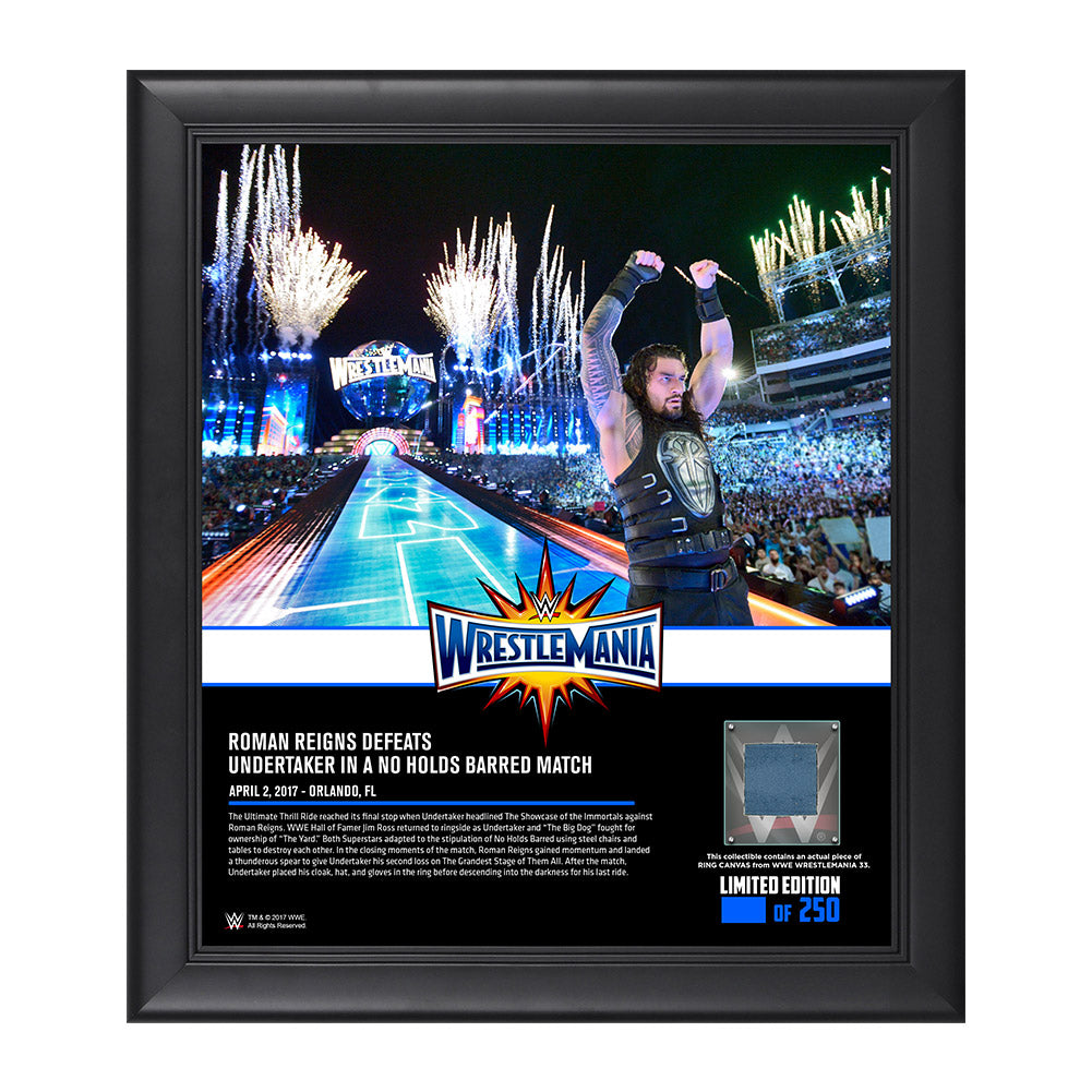 Roman Reigns WrestleMania 33 15 x 17 Framed Plaque w Ring Canvas Pwcatalog