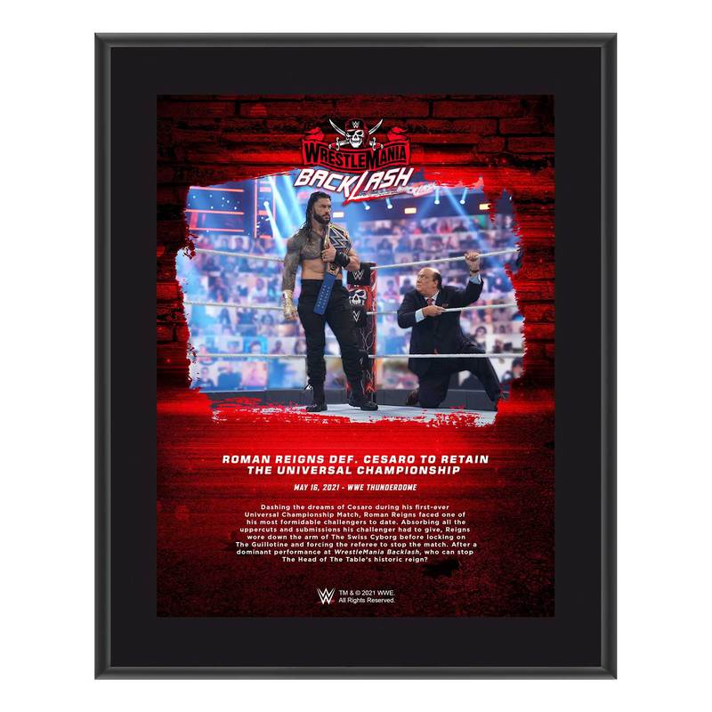 Roman Reigns WrestleMania Backlash 2021 10x13 Commemorative Plaque Pwcatalog