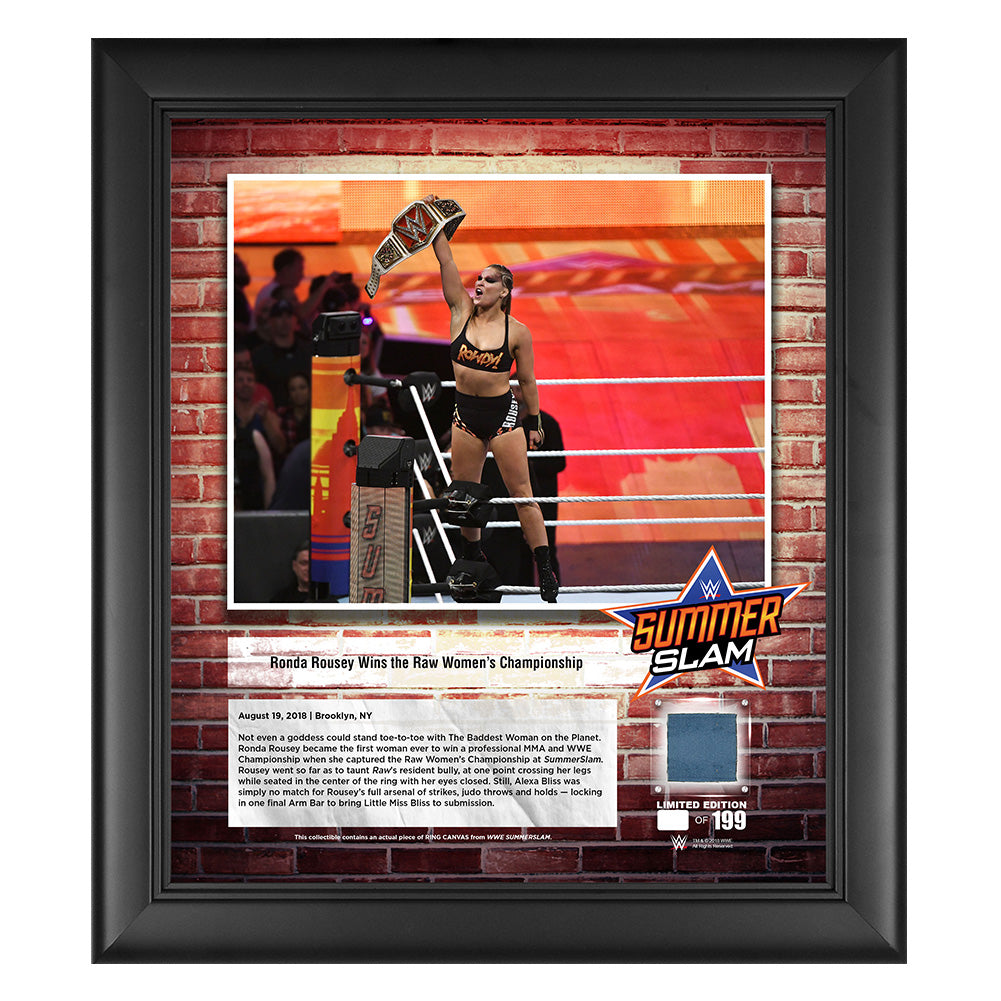 Ronda Rousey SummerSlam 2018 15 x 17 Framed Plaque w Ring Canvas