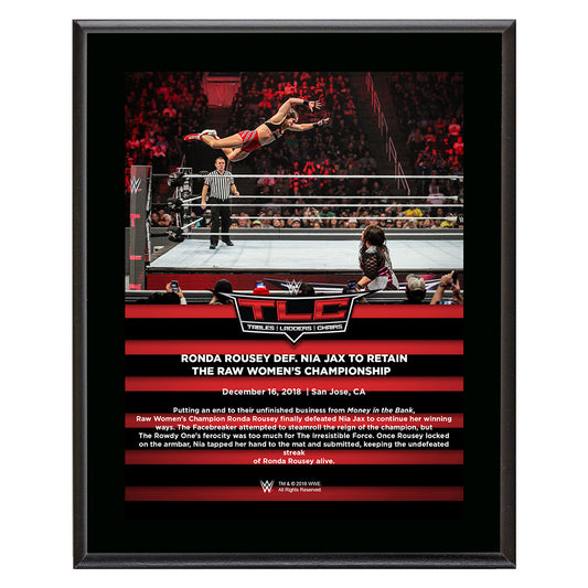 Ronda Rousey TLC 2018 10 x 13 Commemorative Plaque