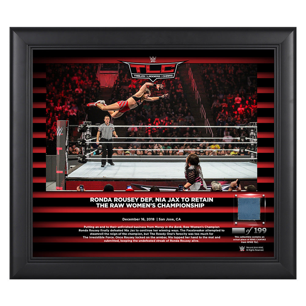 Ronda Rousey TLC 2018 15 x 17 Framed Plaque w Ring Canvas