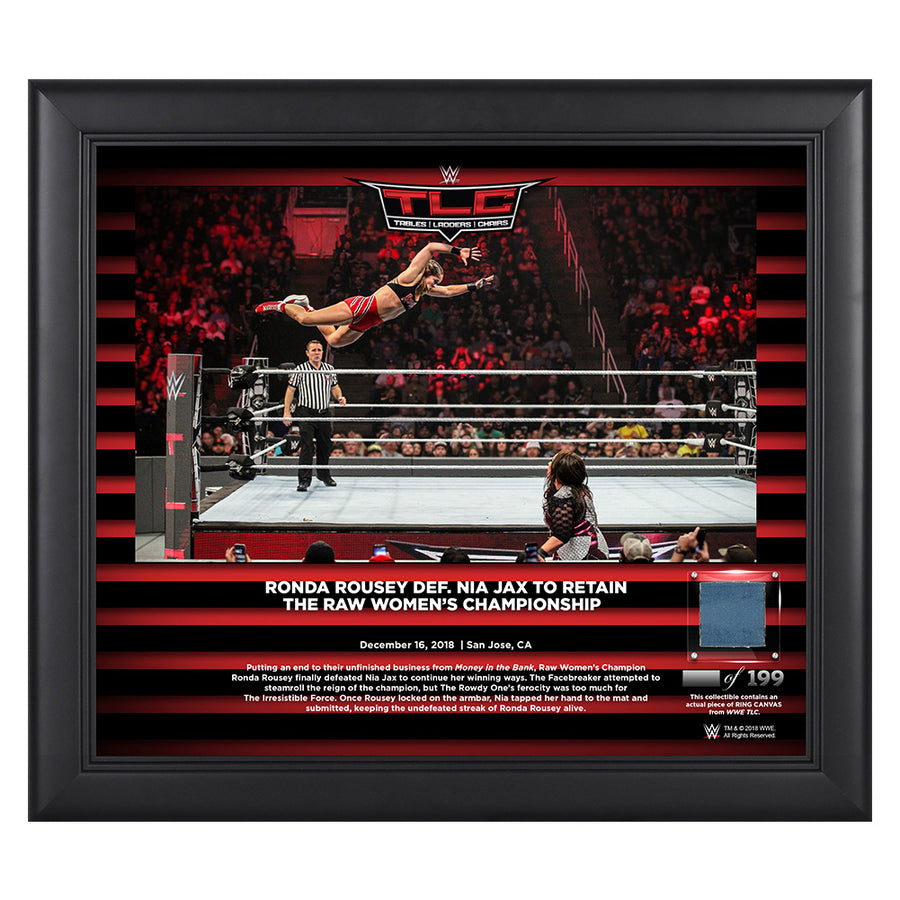 Ronda Rousey TLC 2018 15 x 17 Framed Plaque w Ring Canvas Pwcatalog