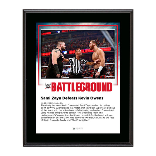 Sami Zayn Battleground 2016 10 x 13 Commemorative Photo Plaque