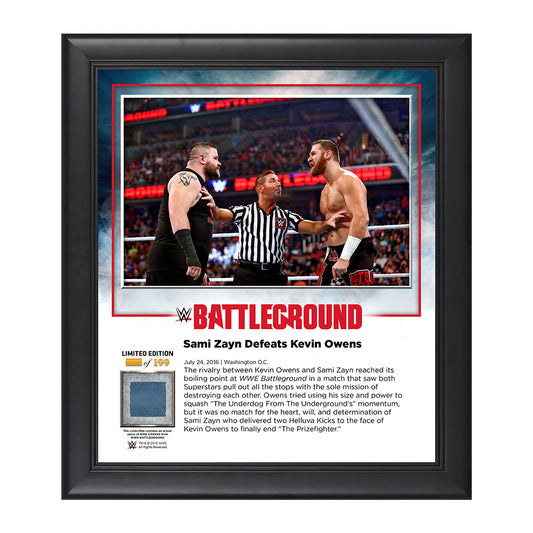 Sami Zayn Battleground 2016 15 x 17 Commemorative Framed Plaque w Ring Canvas