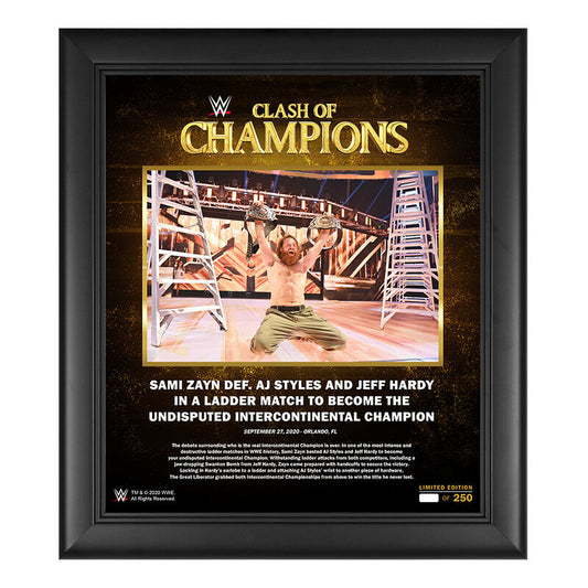 Sami Zayn Clash of Champions 2020 15 x 17 Commemorative Plaque