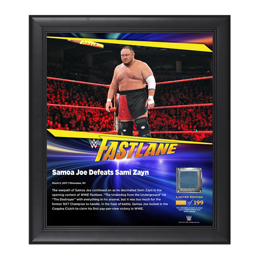 Samoa Joe FastLane 2017 15 x 17 Framed Plaque w Ring Canvas