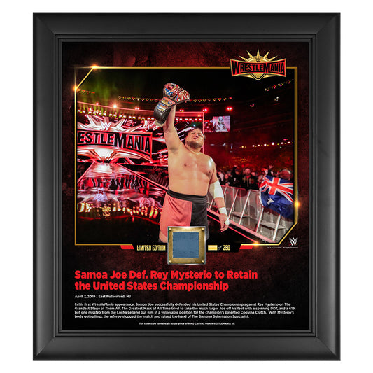 Samoa Joe WrestleMania 35 15 x 17 Framed Plaque w Ring Canvas