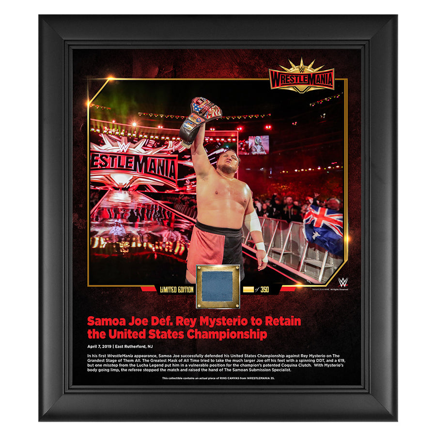 Samoa Joe WrestleMania 35 15 x 17 Framed Plaque w Ring Canvas Pwcatalog