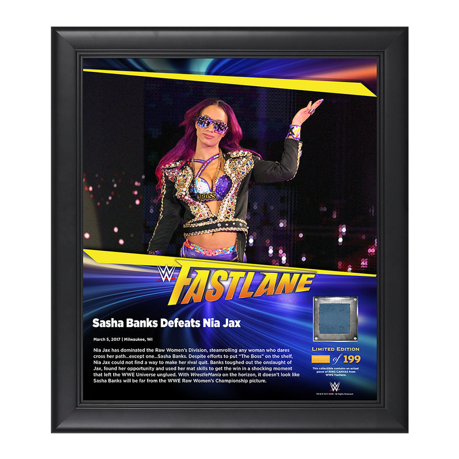 Sasha Banks FastLane 2017 15 x 17 Framed Plaque w Ring Canvas Pwcatalog