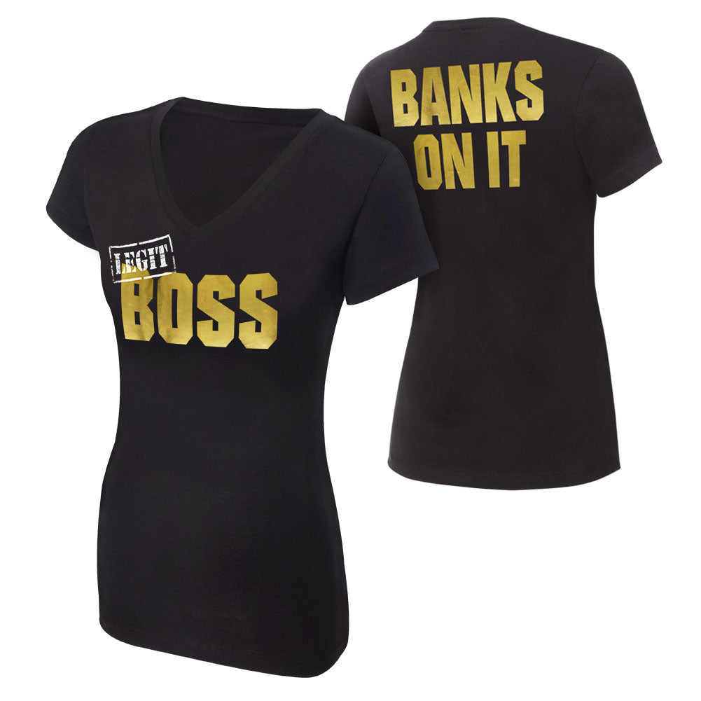 Sasha Banks Legit BOSS Women's V-Neck Authentic T-Shirt