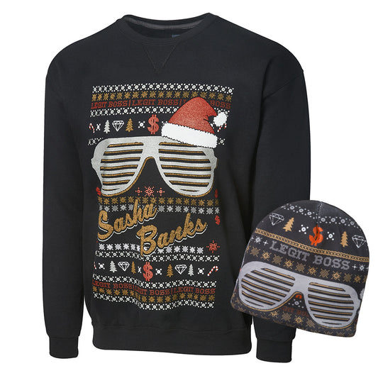 Sasha Banks Ugly Holiday Sweatshirt & Beanie Package