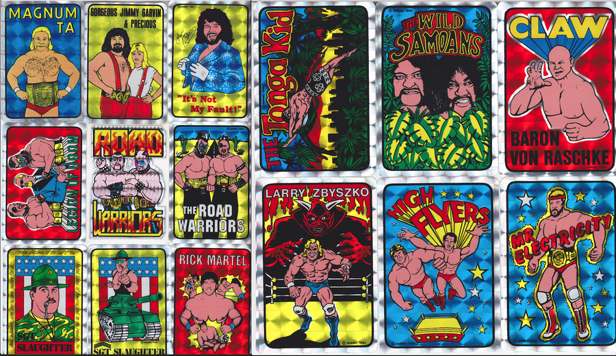 1985 WMMC Vending AWA Wrestling Stars Prism Stickers set (15)