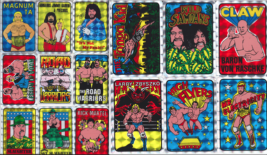 1985 WMMC Vending AWA Wrestling Stars Prism Stickers set (15)
