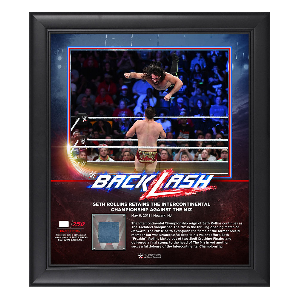 Seth Rollins BackLash 2018 15 x 17 Framed Plaque w Ring Canvas Pwcatalog