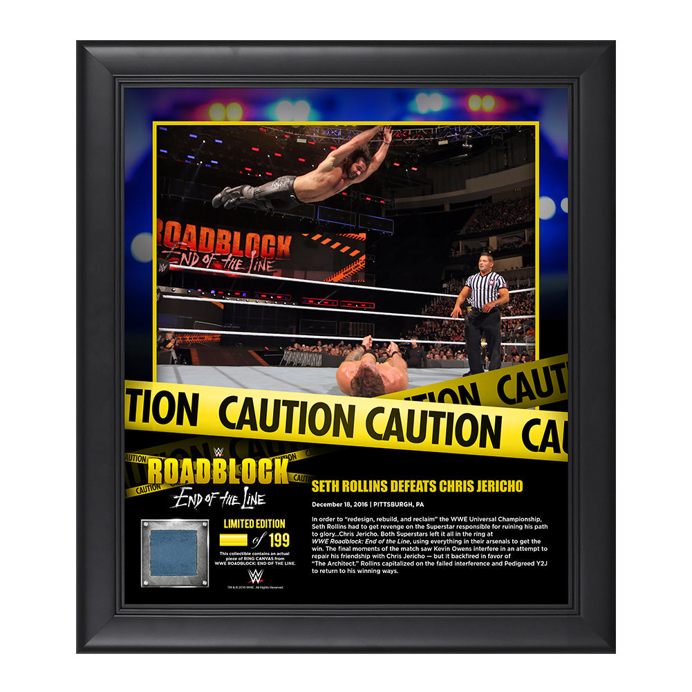 Seth Rollins RoadBlock 2016 15 x 17 Framed Plaque w Ring Canvas