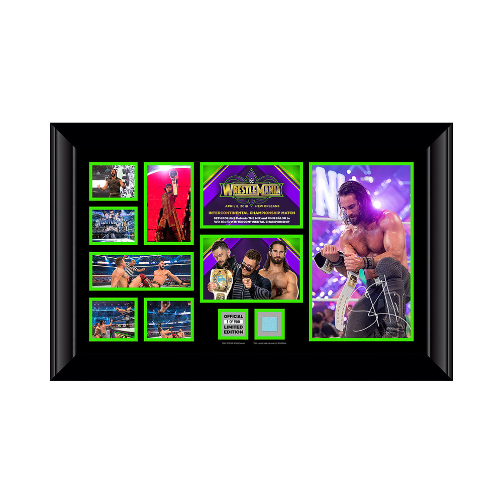 Seth Rollins Signed WrestleMania 34 Commemorative Plaque Pwcatalog
