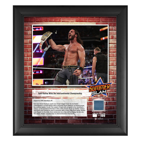 Seth Rollins SummerSlam 2018 15 x 17 Framed Plaque w Ring Canvas