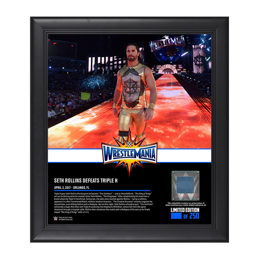 Seth Rollins WrestleMania 33 15 x 17 Framed Plaque w Ring Canvas Pwcatalog