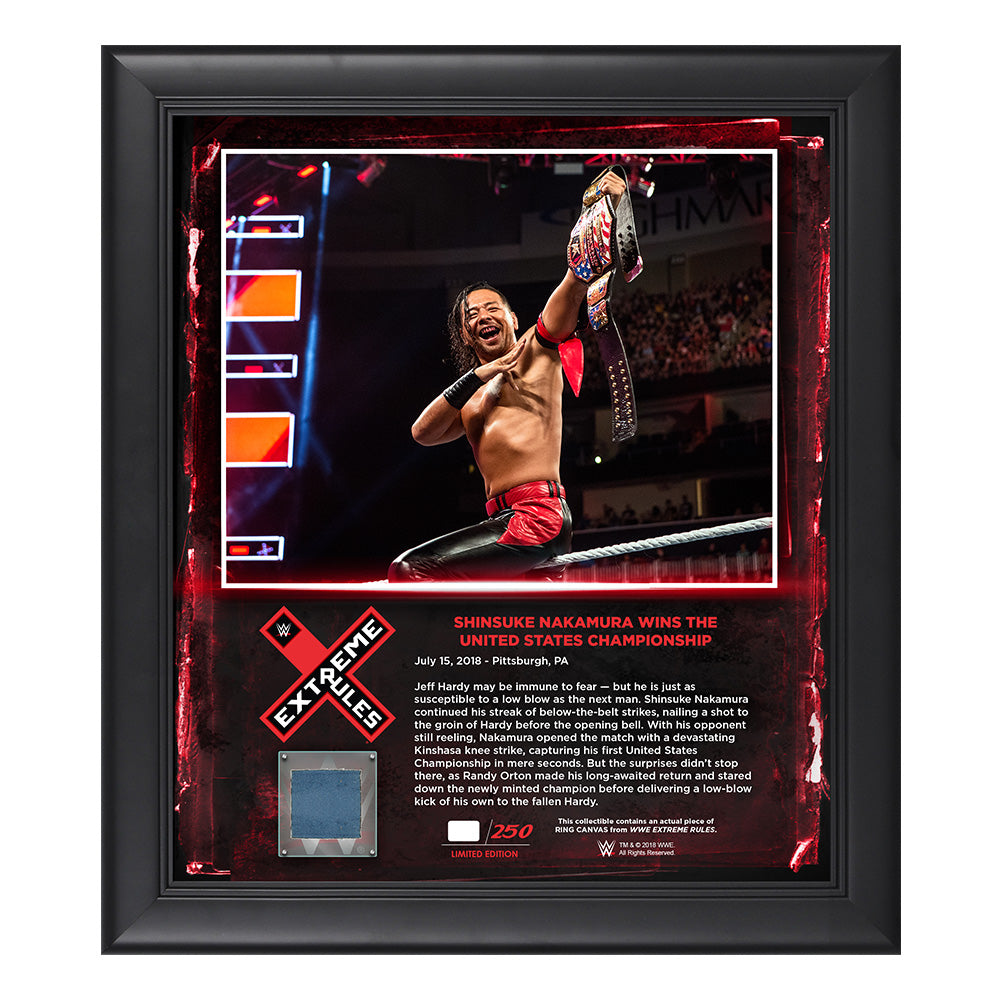 Shinsuke Nakamura Extreme Rules 2018 15 x 17 Framed Plaque w Ring Canvas