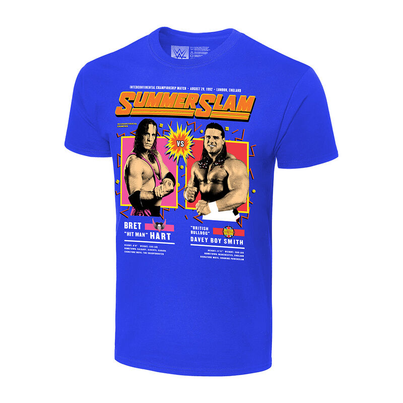 SummerSlam 1992 Bret Hart vs. British Bulldog Matchup T-Shirt Pwcatalog