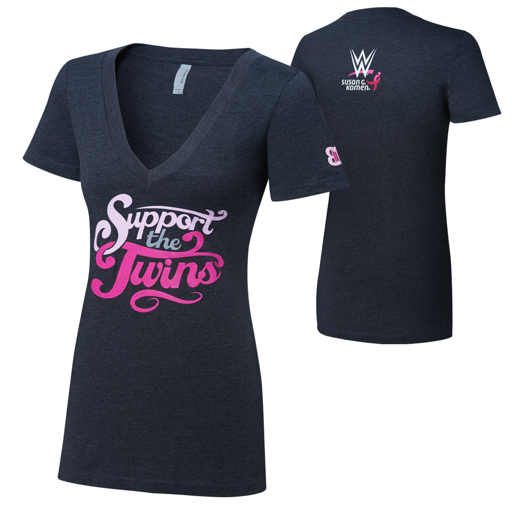 The Bellas Support The Twins Courage Conquer Cure Women's Charcoal V-Neck T-Shirt Pwcatalog