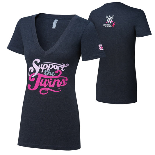 The Bellas Support The Twins Courage Conquer Cure Women's Charcoal V-Neck T-Shirt Pwcatalog