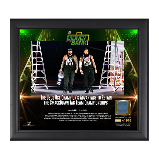 The Usos Money in the Bank 2017 15 X 17 Framed Plaque w Ring Canvas