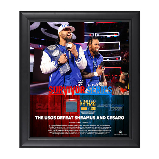 The Usos Survivor Series 2017 15 x 17 Framed Plaque w Ring Canvas