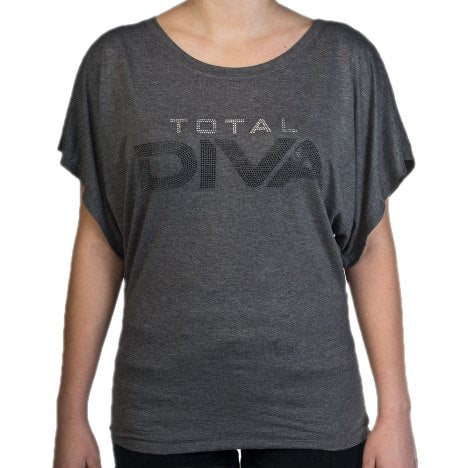 Total Diva Women's Tri-Blend Draped Sleeve Shirt