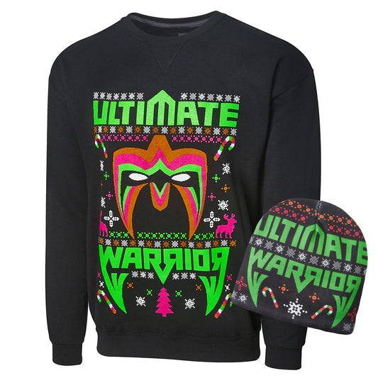 Ultimate Warrior Ugly Holiday Sweatshirt & Beanie Package