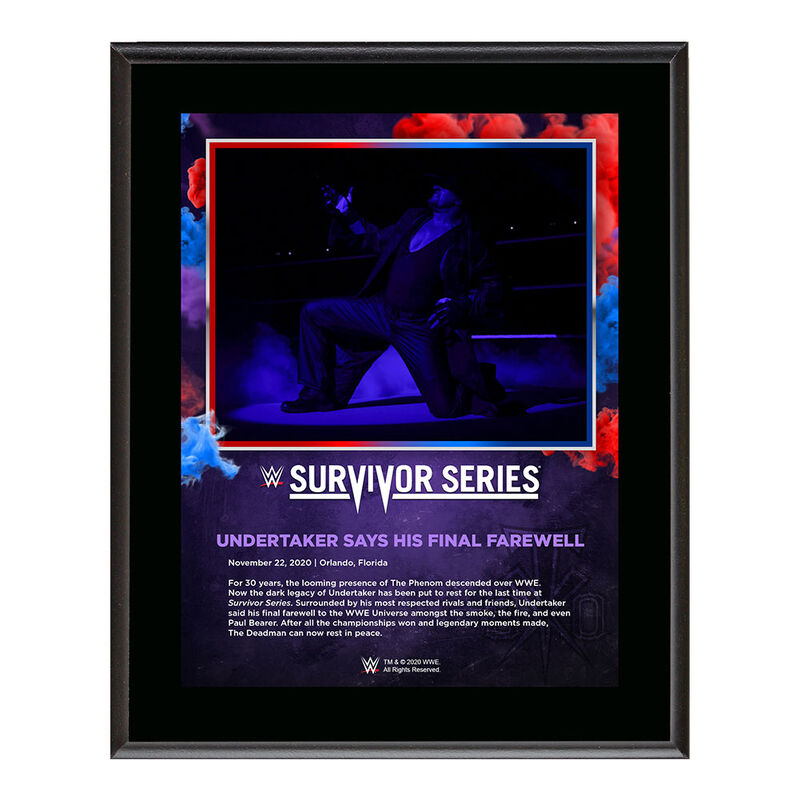 Undertaker Survivor Series 2020 10 x 13 Commemorative Plaque Pwcatalog