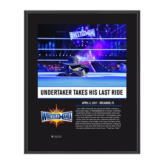 Undertaker WrestleMania 33 10 X 13 Commemorative Photo Plaque
