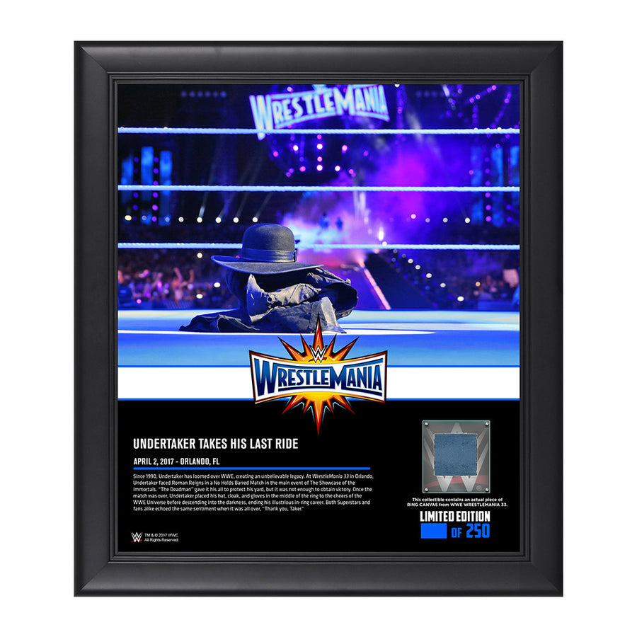 Undertaker WrestleMania 33 15 x 17 Framed Plaque w Ring Canvas Pwcatalog