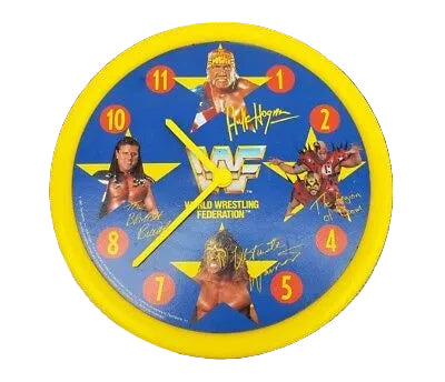 WWF Wall Clock 80`s Hulk Hogan, Ultimate Warrior, LOD and the Brtish Bulldog