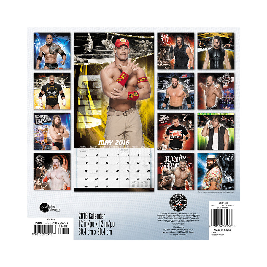 WWE 2016 Wall Calendar Pwcatalog