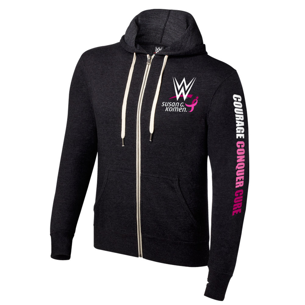 WWE Courage Conquer Cure Full-Zip Unisex Lightweight Hoodie