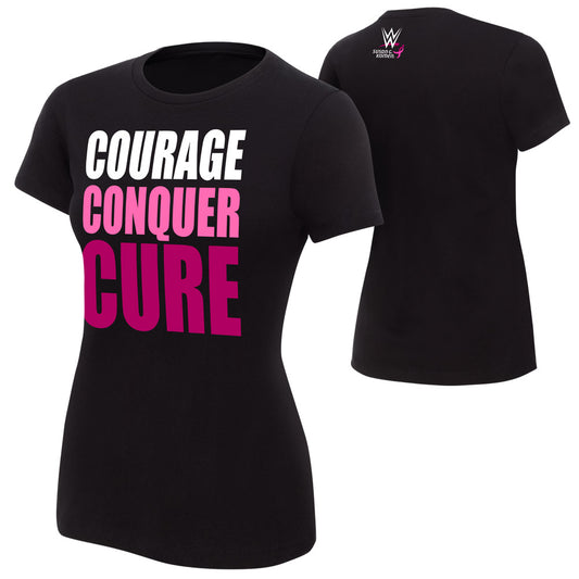 WWE Courage Conquer Cure Women's Black T-Shirt Pwcatalog