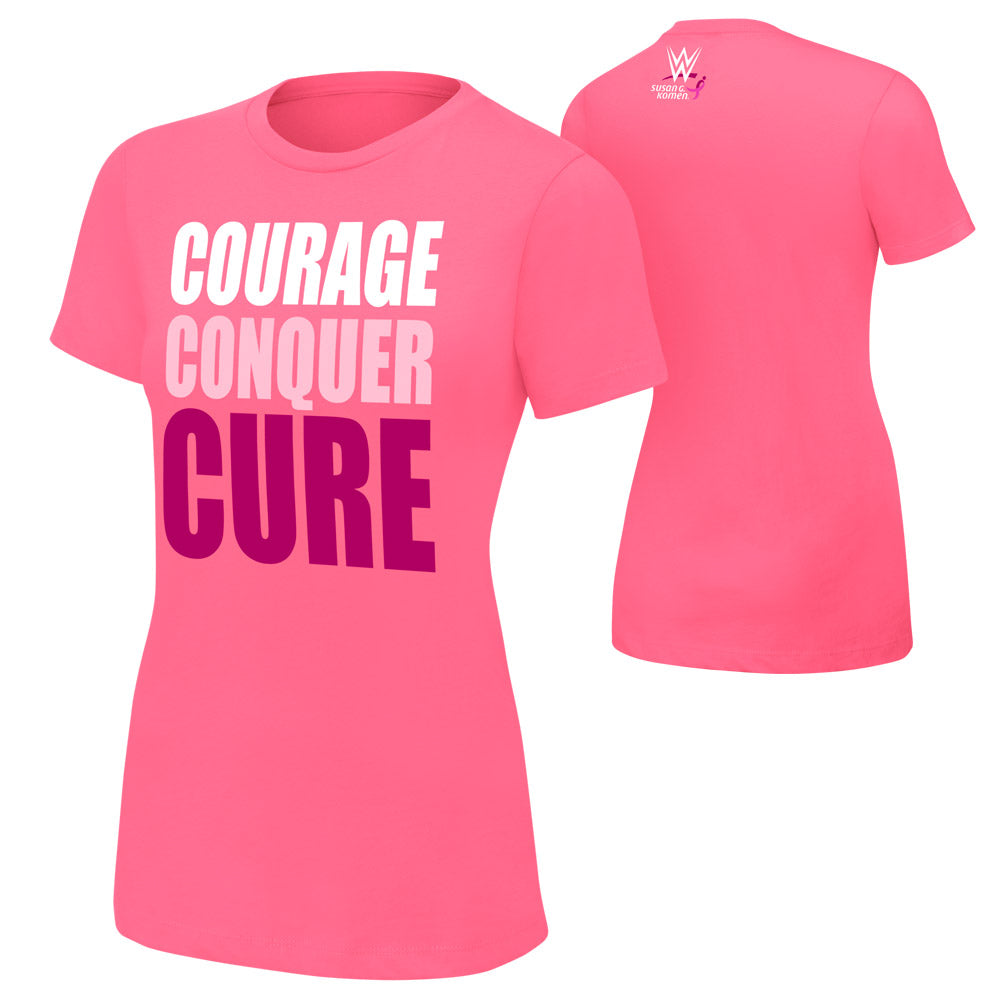 WWE Courage Conquer Cure Women's Pink T-Shirt Pwcatalog