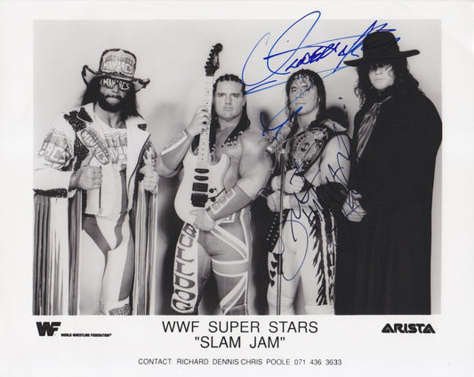WWF-Promo-Photos1992-WWF-Slam-Jam-ARISTA-MUSIC-promo-Macho-Man,-Bulldog-signed-Hart,-Undertaker-