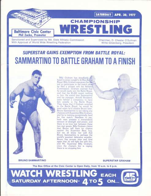 WWWF Program Baltimore Civic CenterApril 1977 Magazine PWcatalog