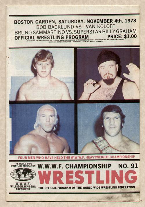 WWWF Program Boston GardenNovember 1978 Magazine PWcatalog