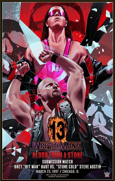 WrestleMania 13 Bret Hart vs. Steve Austin Legendary Moments Poster Pwcatalog