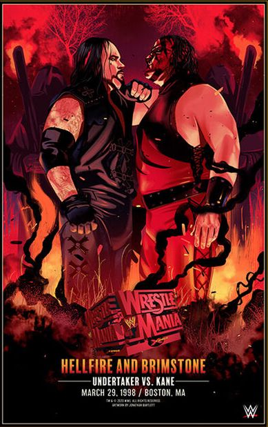 WrestleMania 14 Undertaker vs Kane Legendary Moments Poster