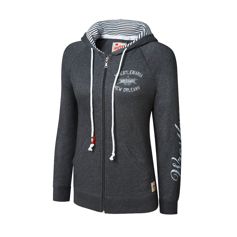 WrestleMania 30 Charcoal Grey Full-Zip Women's Hooded Sweatshirt Pwcatalog
