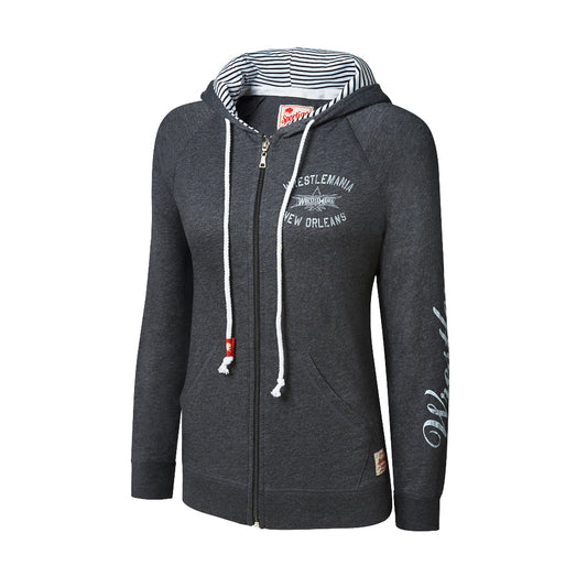 WrestleMania 30 Charcoal Grey Full-Zip Women's Hooded Sweatshirt Pwcatalog