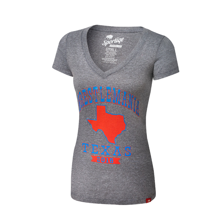 WrestleMania 32 Texas Women's V-Neck T-Shirt Pwcatalog