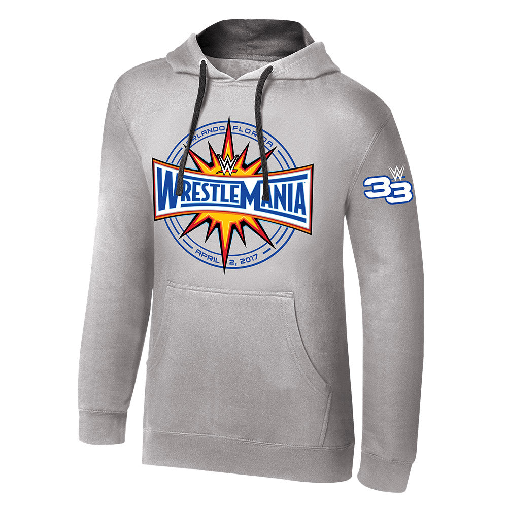 WrestleMania 33 Logo Grey Pullover Hoodie Sweatshirt Pwcatalog