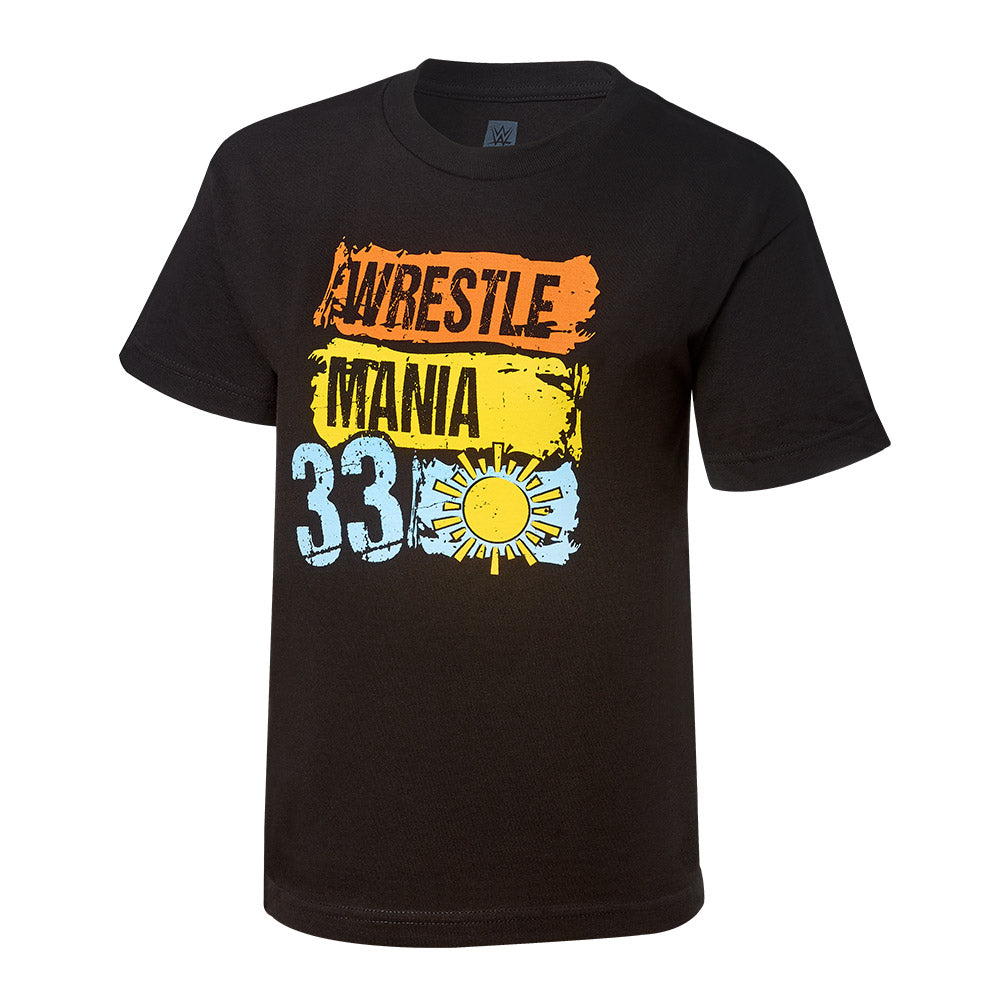 WrestleMania 33 Paint Youth Black T-Shirt Pwcatalog