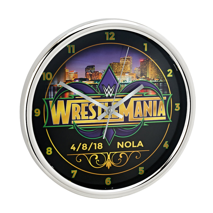 WrestleMania 34 12 Chrome Wall Clock Pwcatalog